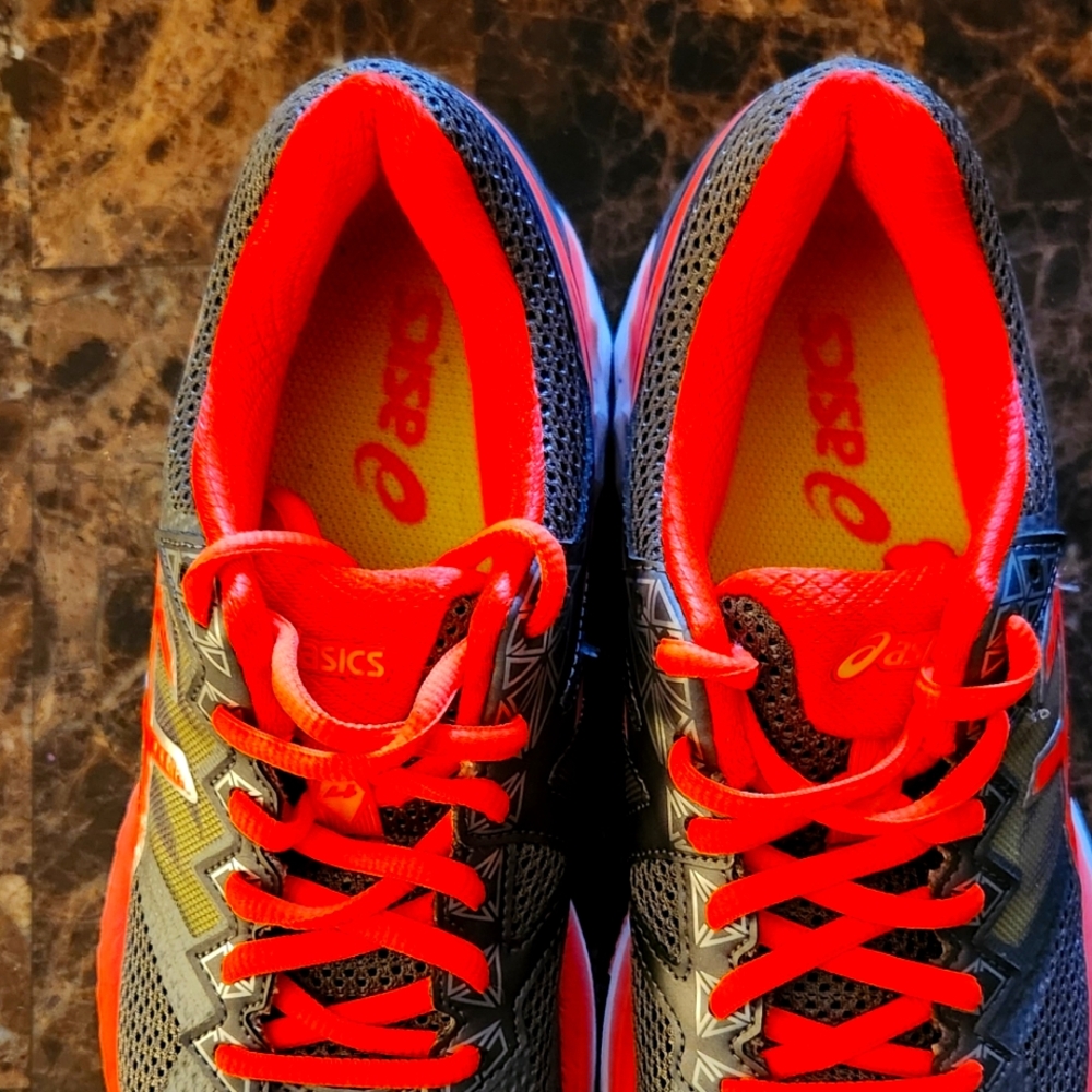 ASICS Gray and flourscent orange women sneakers
